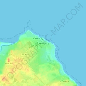 Mappa topografica Inverallochy, altitudine, rilievo