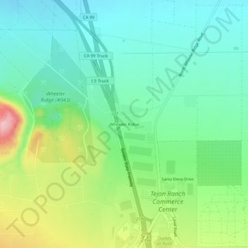 Mappa topografica Wheeler Ridge, altitudine, rilievo