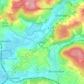 Mappa topografica Selters, altitudine, rilievo