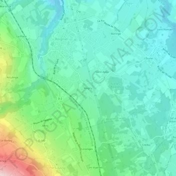 Mappa topografica Magny, altitudine, rilievo