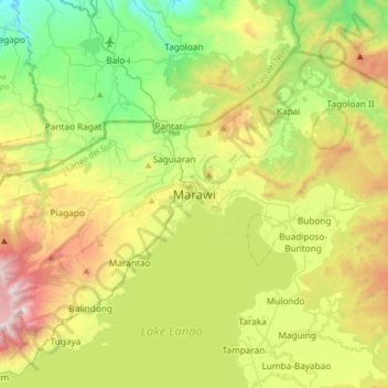 Mappa topografica Marawi, altitudine, rilievo