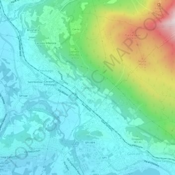 Mappa topografica Cocquio, altitudine, rilievo