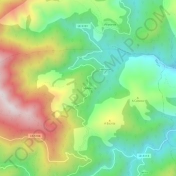 Mappa topografica Moldes, altitudine, rilievo