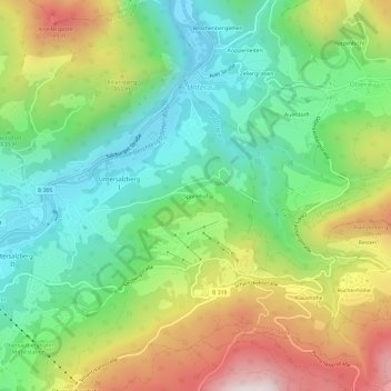 Mappa topografica Spornhof, altitudine, rilievo