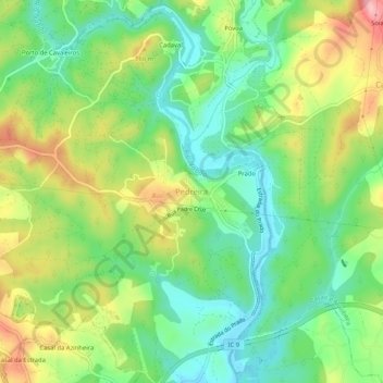 Mappa topografica Pedreira, altitudine, rilievo