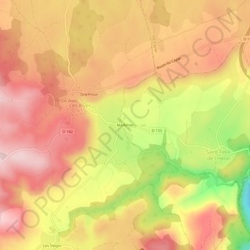 Mappa topografica Madières, altitudine, rilievo