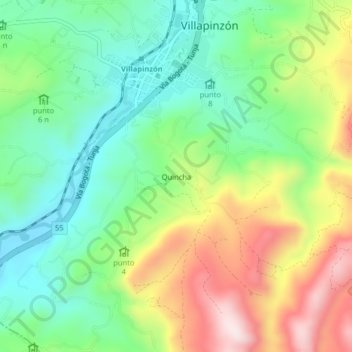 Mappa topografica Quincha, altitudine, rilievo