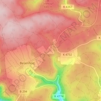 Mappa topografica Urnagold, altitudine, rilievo