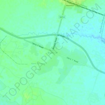 Mappa topografica Budbud, altitudine, rilievo