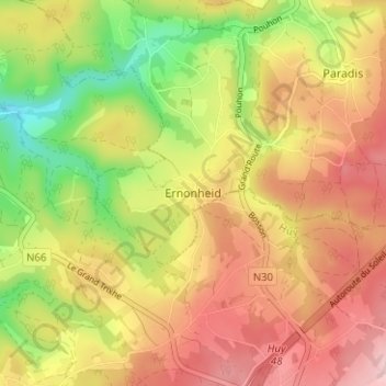 Mappa topografica Ernonheid, altitudine, rilievo