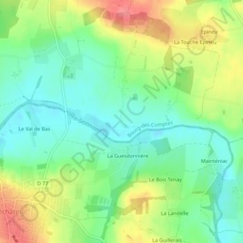 Mappa topografica La Pitoulais, altitudine, rilievo