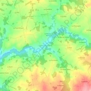 Mappa topografica Le Pont de Montville, altitudine, rilievo