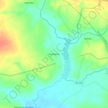 Mappa topografica Gameleira, altitudine, rilievo