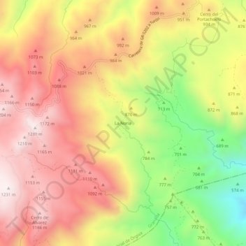 Mappa topografica La Noria, altitudine, rilievo