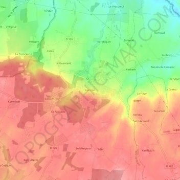 Mappa topografica Kerscan, altitudine, rilievo