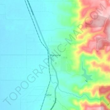 Mappa topografica Waroona, altitudine, rilievo