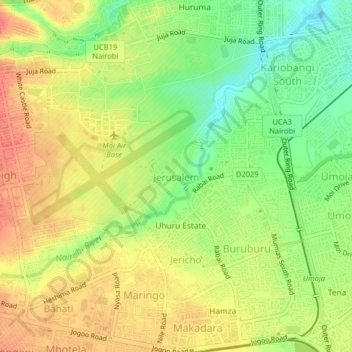 Mappa topografica Jerusalem, altitudine, rilievo