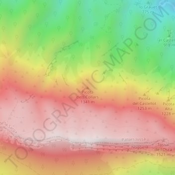Mappa topografica Picota dels Collars, altitudine, rilievo