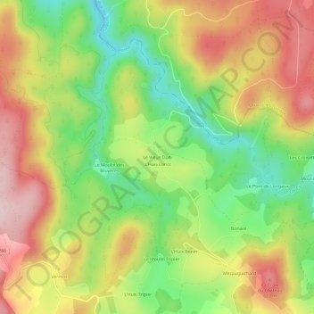 Mappa topografica Le Vieux Dun, altitudine, rilievo