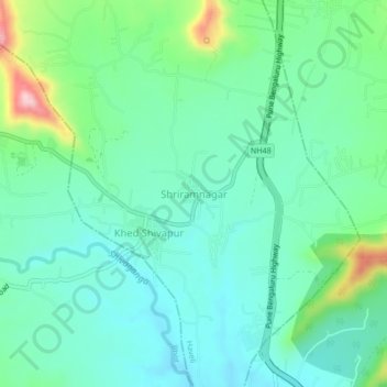 Mappa topografica Shriramnagar, altitudine, rilievo
