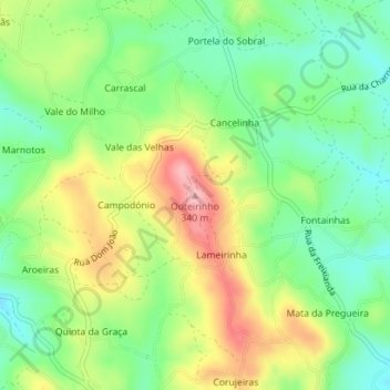 Mappa topografica Outeirinho, altitudine, rilievo