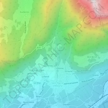 Mappa topografica La Plantaz, altitudine, rilievo
