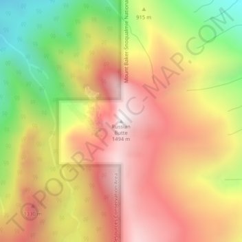 Mappa topografica Russian Butte, altitudine, rilievo