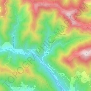 Mappa topografica Le Cros, altitudine, rilievo