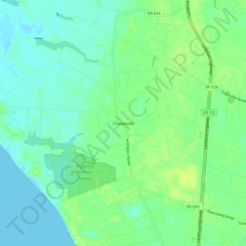 Mappa topografica Cheapside, altitudine, rilievo
