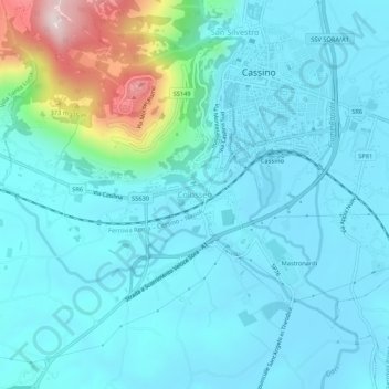 Mappa topografica Colosseo, altitudine, rilievo