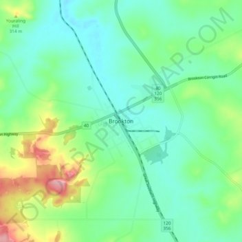 Mappa topografica Brookton, altitudine, rilievo