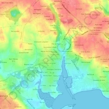 Mappa topografica Garen Glas, altitudine, rilievo