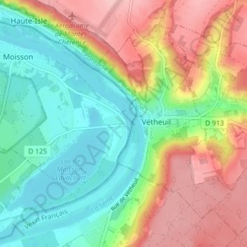Mappa topografica Lavacourt, altitudine, rilievo