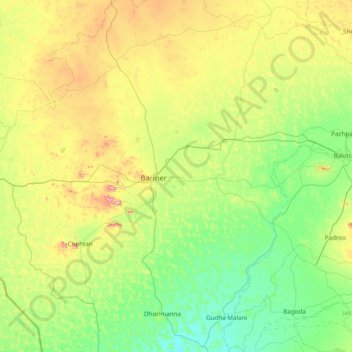 Mappa topografica Bārmer, altitudine, rilievo