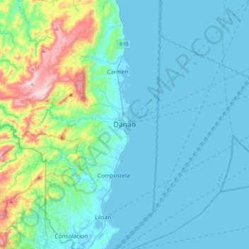 Mappa topografica Danao, altitudine, rilievo