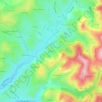 Mappa topografica Le Colin, altitudine, rilievo