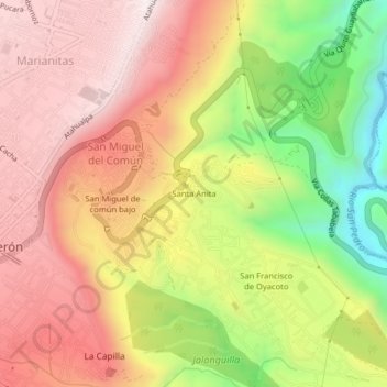 Mappa topografica Santa Anita, altitudine, rilievo