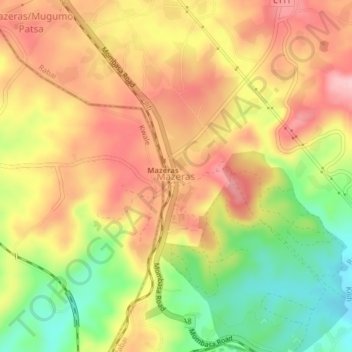 Mappa topografica Mazeras, altitudine, rilievo