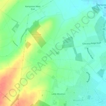 Mappa topografica Wood End, altitudine, rilievo