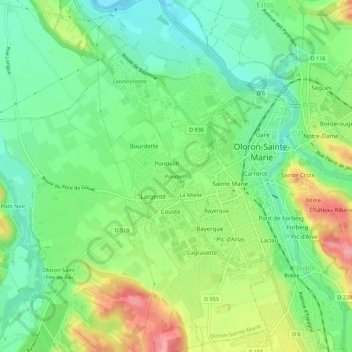 Mappa topografica Pondeilh, altitudine, rilievo
