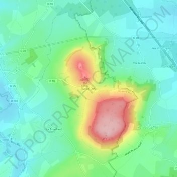 Mappa topografica Maison Dieu, altitudine, rilievo