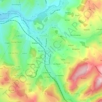 Mappa topografica Brégade, altitudine, rilievo