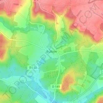 Mappa topografica Bullion, altitudine, rilievo
