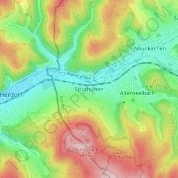 Mappa topografica Struthütten, altitudine, rilievo