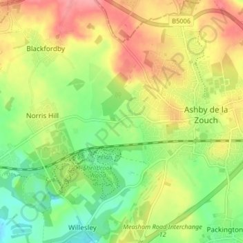 Mappa topografica Shellbrook, altitudine, rilievo