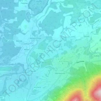 Mappa topografica Schönau, altitudine, rilievo