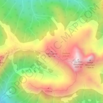Mappa topografica The Copilot, altitudine, rilievo