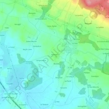 Mappa topografica Keravélo, altitudine, rilievo
