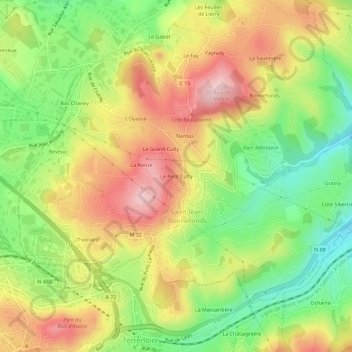 Mappa topografica Le Petit Culty, altitudine, rilievo