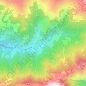 Mappa topografica Bondegno, altitudine, rilievo